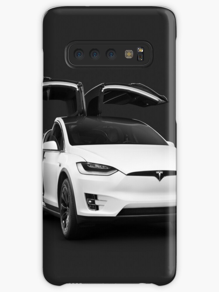 White Tesla X Luxury Suv Electric Car With Open Falcon Wing Doors On Black Art Photo Print Case Skin For Samsung Galaxy By Awenartprints