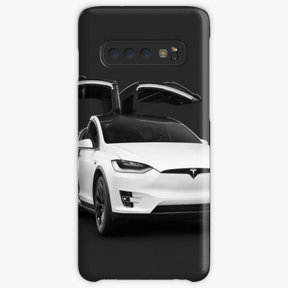 White Tesla X Luxury Suv Electric Car With Open Falcon Wing Doors