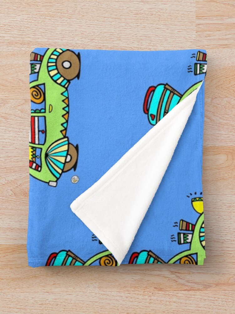 Alternate view of cute green 2CV car vehicle cute travel design 01 Throw Blanket