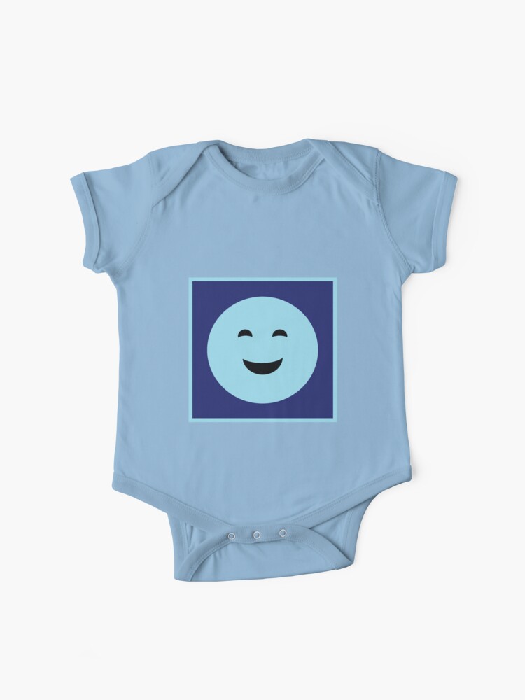 Happy Emoji Light Blue On Dark Blue Background Baby One Piece