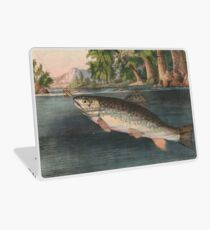 Weinlese-Fluss-Fischen-Illustration (1874) Laptop Skin