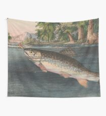 Weinlese-Fluss-Fischen-Illustration (1874) Wandbehang