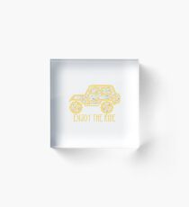 Blumenjeep (gelb) Acrylblock