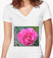 pink rose Women's Fitted V-Neck T-Shirt