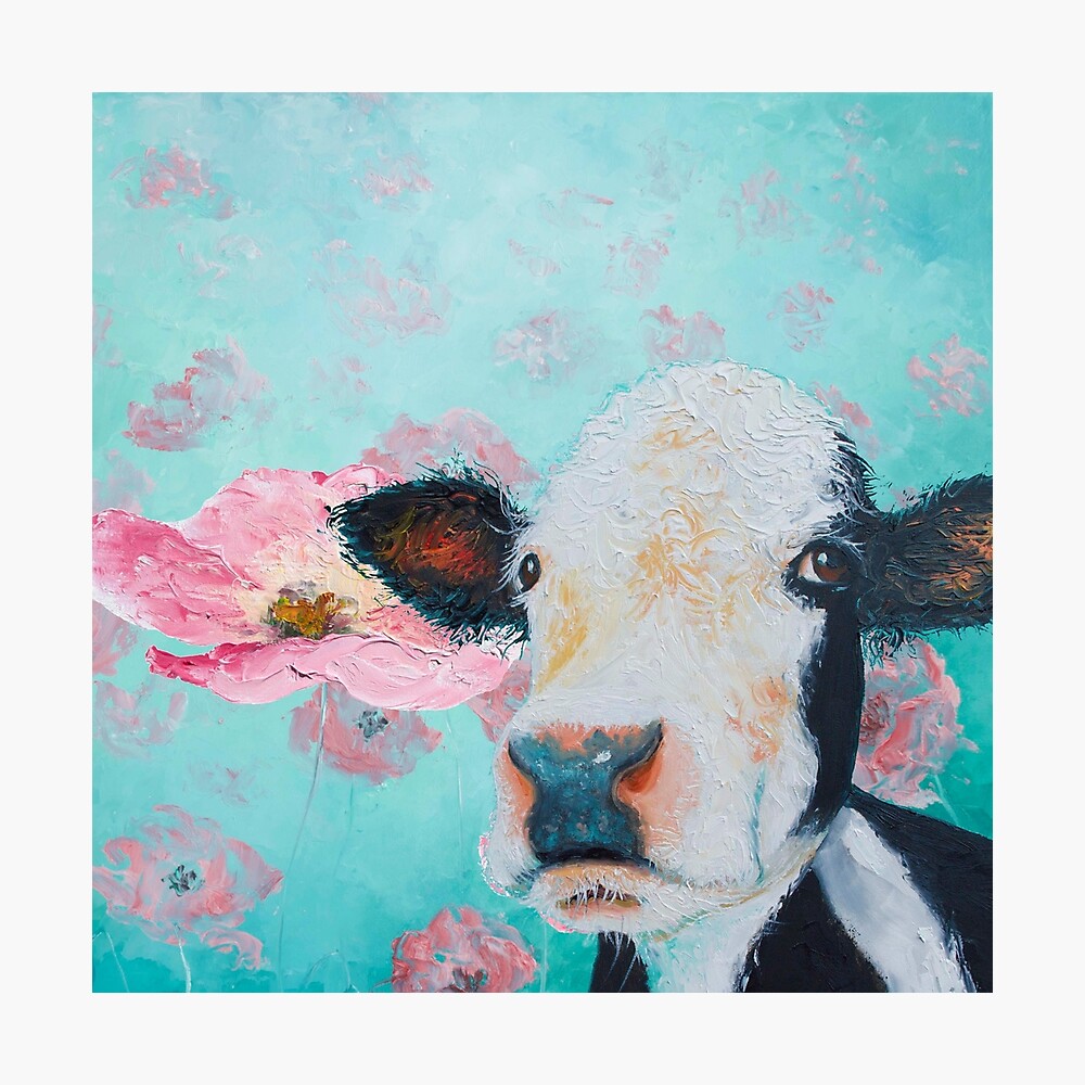 Cow In A Field Of Pink Poppies Photographic Print By Matsonartdesign