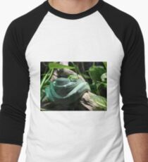 green snake on branch in jungle Men's Baseball ¾ T-Shirt