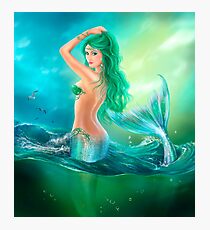 mermaid fantasy at ocean on waves Photographic Print