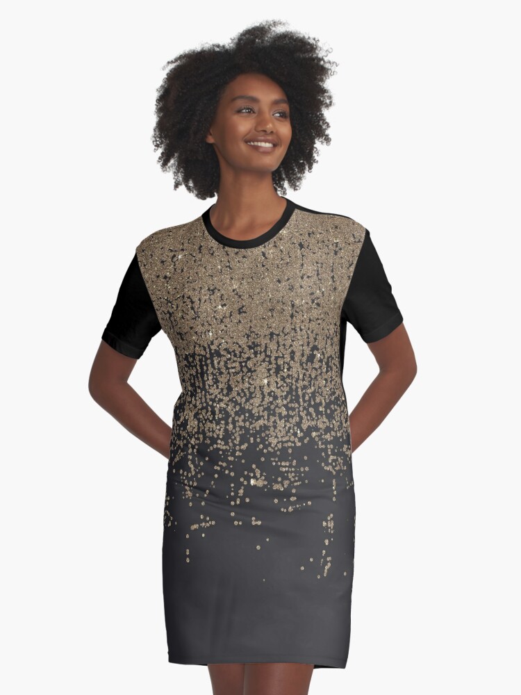 black dress with gold glitter