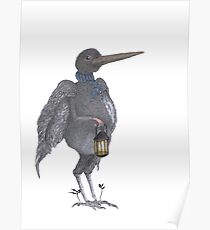 CROW WITH LAMP Poster