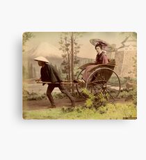 Geisha travelling by jinrikisha Canvas Print