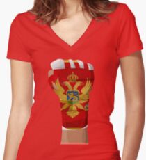 MONTENEGRO FIGHTING PRIDE Women's Fitted V-Neck T-Shirt