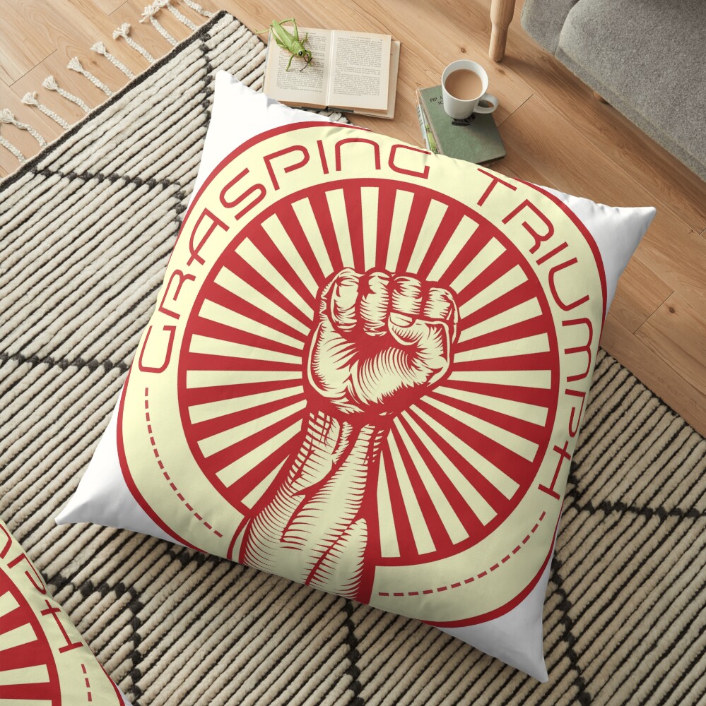 Grasping Triumph Russian Propaganda Raised Fist Art Floor Pillow