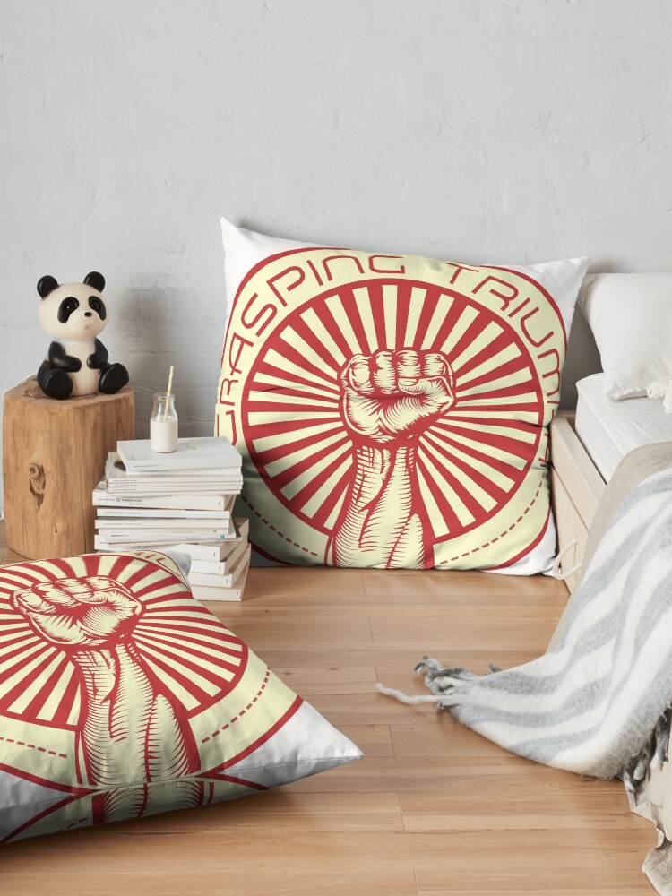 Alternate view of Grasping Triumph Russian Propaganda Raised Fist Art Floor Pillow