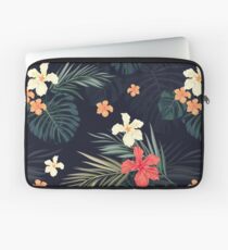 Dark tropical flowers Laptop Sleeve
