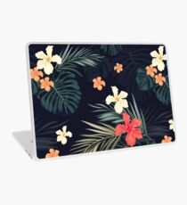 Dunkle tropische Blumen Laptop Folie