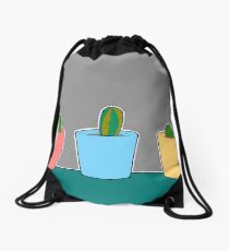 Three Little Cactus Drawstring Bag