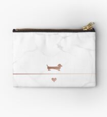 Rose gold and marble dachshund love Studio Pouch