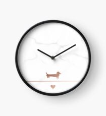 Rose gold and marble dachshund love Clock