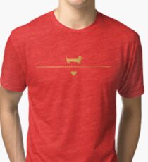 Gold and marble dachshund love Tri-blend T-Shirt