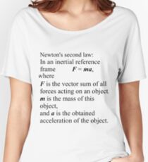 Newton's second law: In an inertial reference frame, F = ma Women's Relaxed Fit T-Shirt