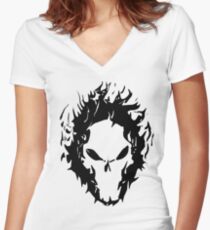 Scull-black Women's Fitted V-Neck T-Shirt