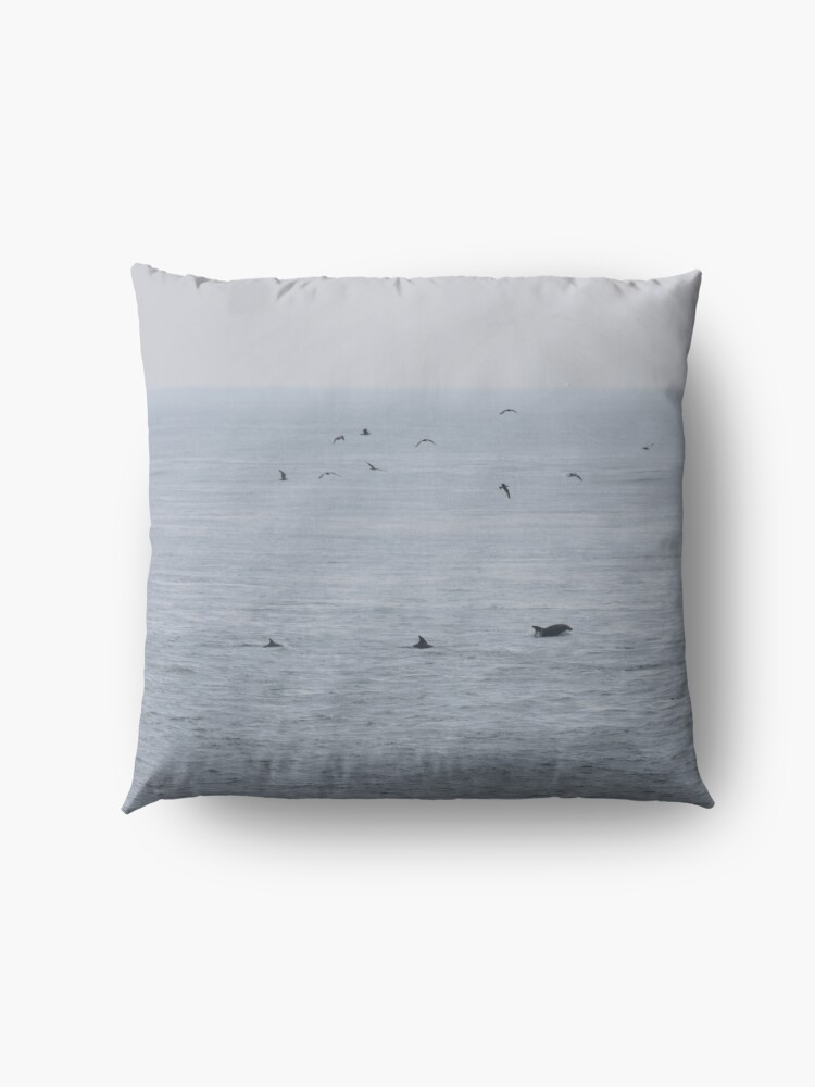 Alternate view of Dolphins near the British Isles Floor Pillow