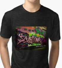 Graffiti Wall Tag Silver Tri-blend T-Shirt