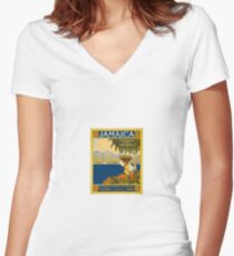 Jamaica The Gem Of The Tropics Vintage Travel Poster 1910 Women's Fitted V-Neck T-Shirt