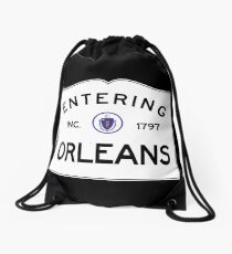 Entering Orleans Massachusetts - Commonwealth of Massachusetts Road Sign - Cape Cod Drawstring Bag