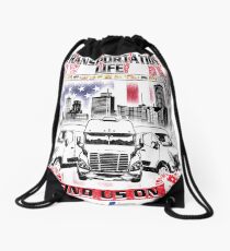 Transportation Life Black Logo Back only Drawstring Bag