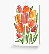 Orange Watercolor Tulips Greeting Card