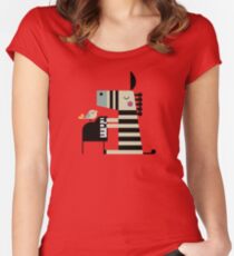 Musik Zebra Tailliertes Rundhals-Shirt
