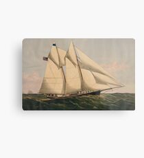 Vintage Illustration of a Schooner Sailboat (1867) Metal Print