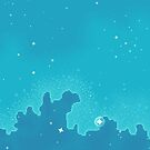 Aqua Skyscape with Stars by sp8cebit