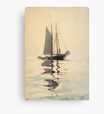 Vintage Schooner Sailboat Watercolor Painting (1894) Metal Print