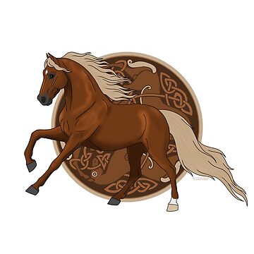 Artwork thumbnail, Chestnut Horse with Flaxen Mane and Tail with Celtic Knotwork by DappledMoon