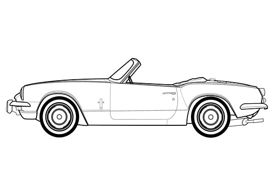 "Triumph Spitfire mk3 Classic Car Outline Drawing" Posters by