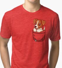 Pocket Cute Jack Russell Terrier Tri-blend T-Shirt