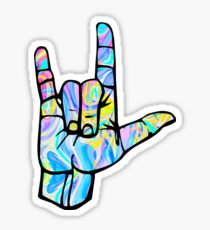 love you rock on Sticker