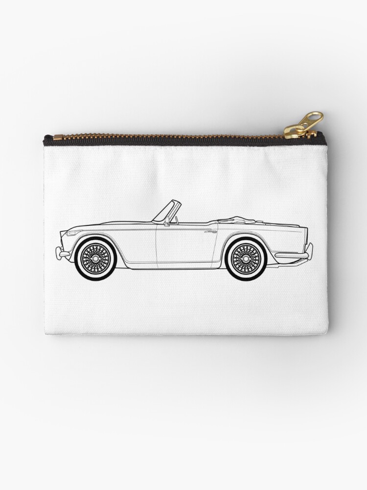 Triumph Tr4a Classic Car Outline Artwork Zipper Pouch By Rjwautographics