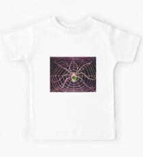 SPIDER AND WEB Green Emerald Gemstone In Black Kids Tee