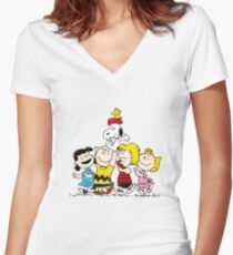 Linus, snoopy, Charlie Brown Women's Fitted V-Neck T-Shirt