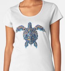 Camiseta premium de cuello ancho Tortuga marina (Versión en color)