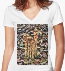 Mushrooms - Indian pipes - Florida Women's Fitted V-Neck T-Shirt