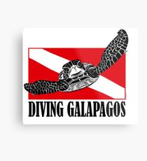 Galapagos Diving with Sea Turtle Metal Print