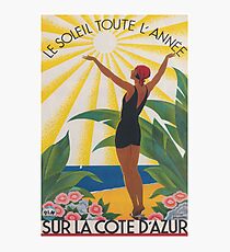 Sur La Cote d'Azur Frankreich, französische Riviera, Weinlese-Reise-Plakat Fotodruck