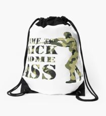 Time to Kick Some Ass Soldier - Motivation quote #2 Drawstring Bag