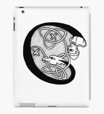 Knight and Dragon Alphabet - C - black and white iPad Case/Skin