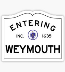 Entering Weymouth Massachusetts - Commonwealth of Massachusetts Road Sign Sticker