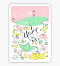 Under the sea. Ocean animals, scandinavian style Sticker